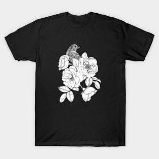 A bird among White Roses T-Shirt